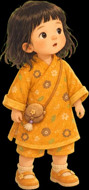 Page, a smaller girl in an orange dress